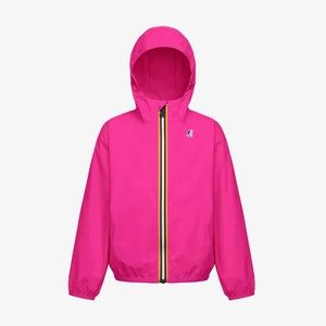 K-Way Neon Pink KIDS PACKABLE FULL ZIP WINDBREAKER RAIN JACKET